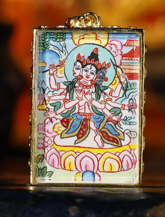 0207XZ90-雪堆白唐卡-2*3銅盒摩利支天卡卡（A90）