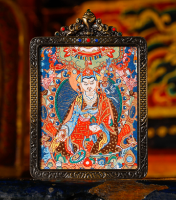 0207XZ96-雪堆白唐卡-藏卡蓮花生大士（A96）