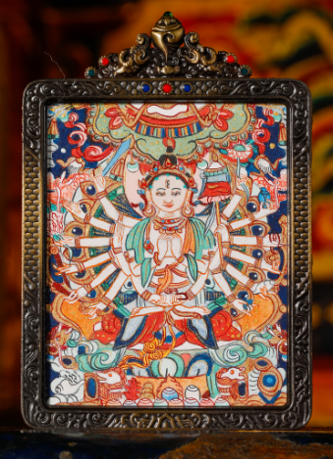 0207XZ97-雪堆白唐卡-藏卡准提佛母（A97）