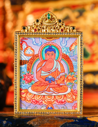 0207XZ108-雪堆白唐卡-雙面粉唐阿彌（A108）