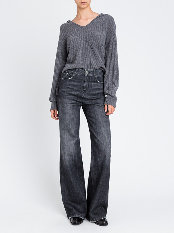 TWIN-SET V領連帽針織上衣