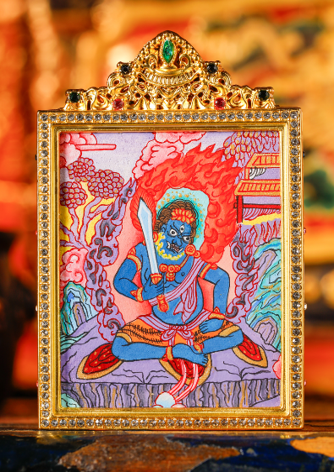 0207XZ109-雪堆白唐卡-雙面粉唐不動尊（A109）