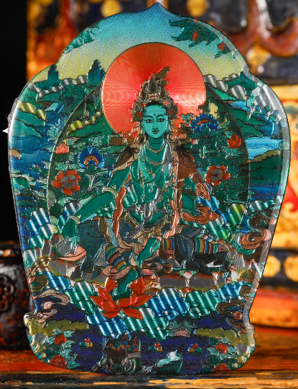 0207XZ120-雪堆白唐卡-冰箱貼綠度母（A120）