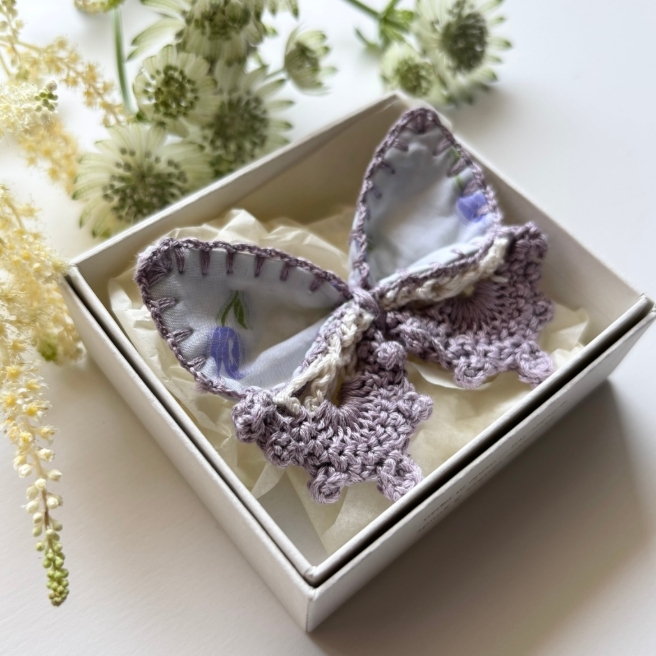 日本選物 典雅花卉蝴蝶結髮夾 - 紫