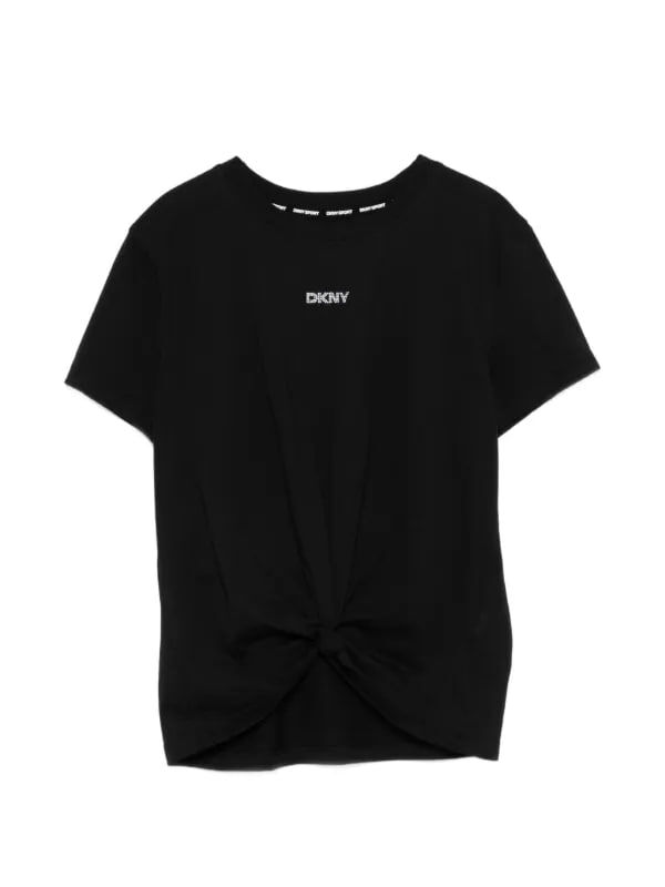 [S] DKNY BLACK SMALL LOGO LETERRING RHINESTONE BLOUSE T-SHIRT, DP4T9994-BLK (SD1678)