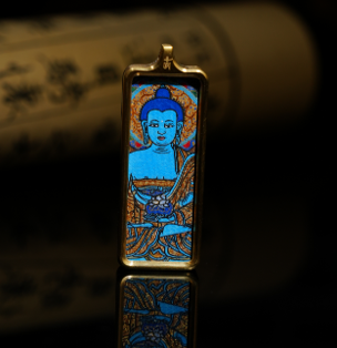 0207XZ140-雪堆白唐卡-小金條藥師佛（A140）