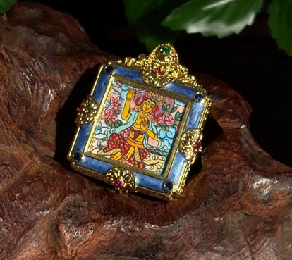 0207XZ145-雪堆白唐卡-2*2彩唐文殊卡卡（A145）