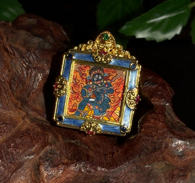 0207XZ146-雪堆白唐卡-2*2彩唐黑財神卡卡（A146）