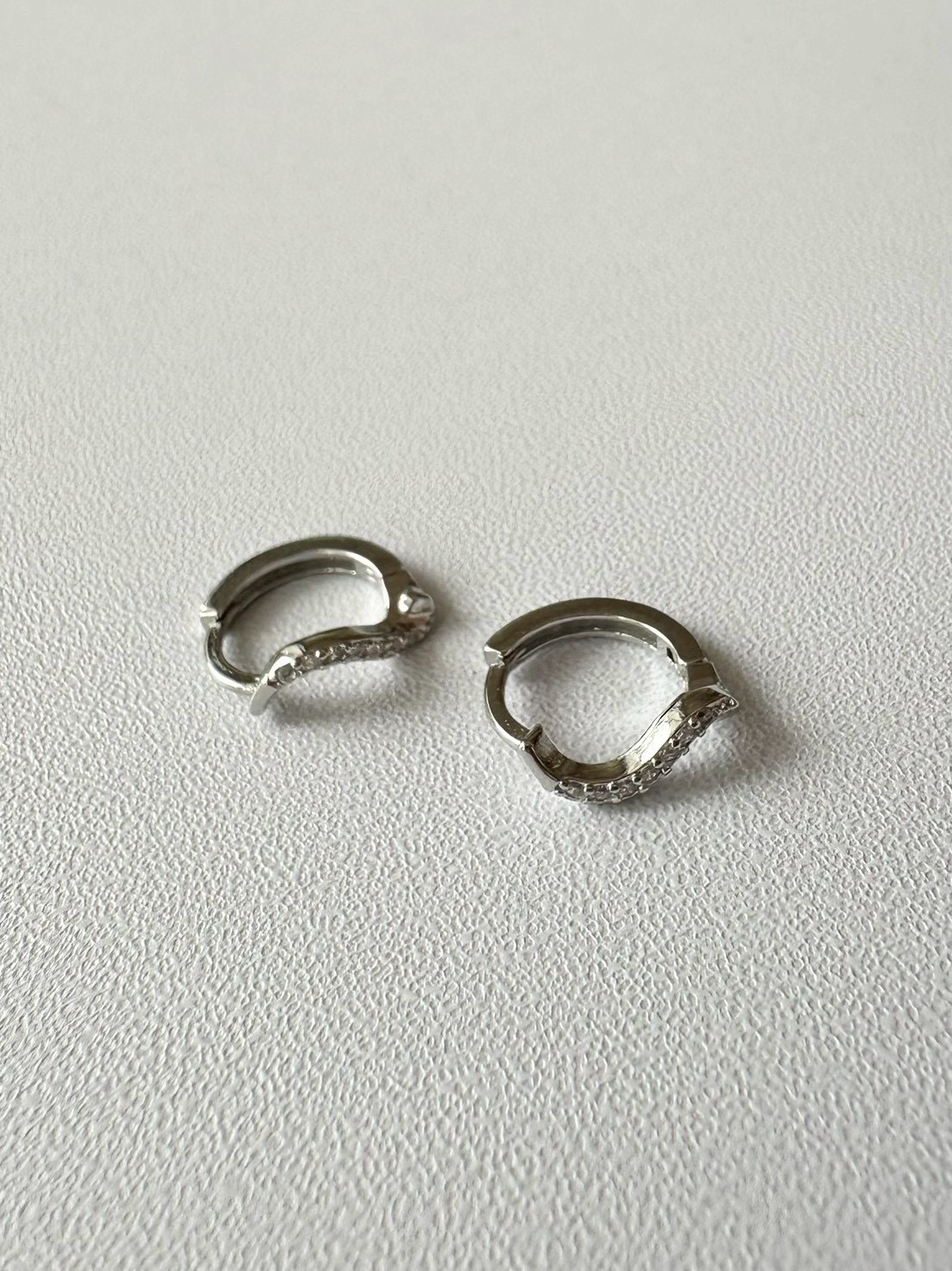 S925 wave line hoop pierce