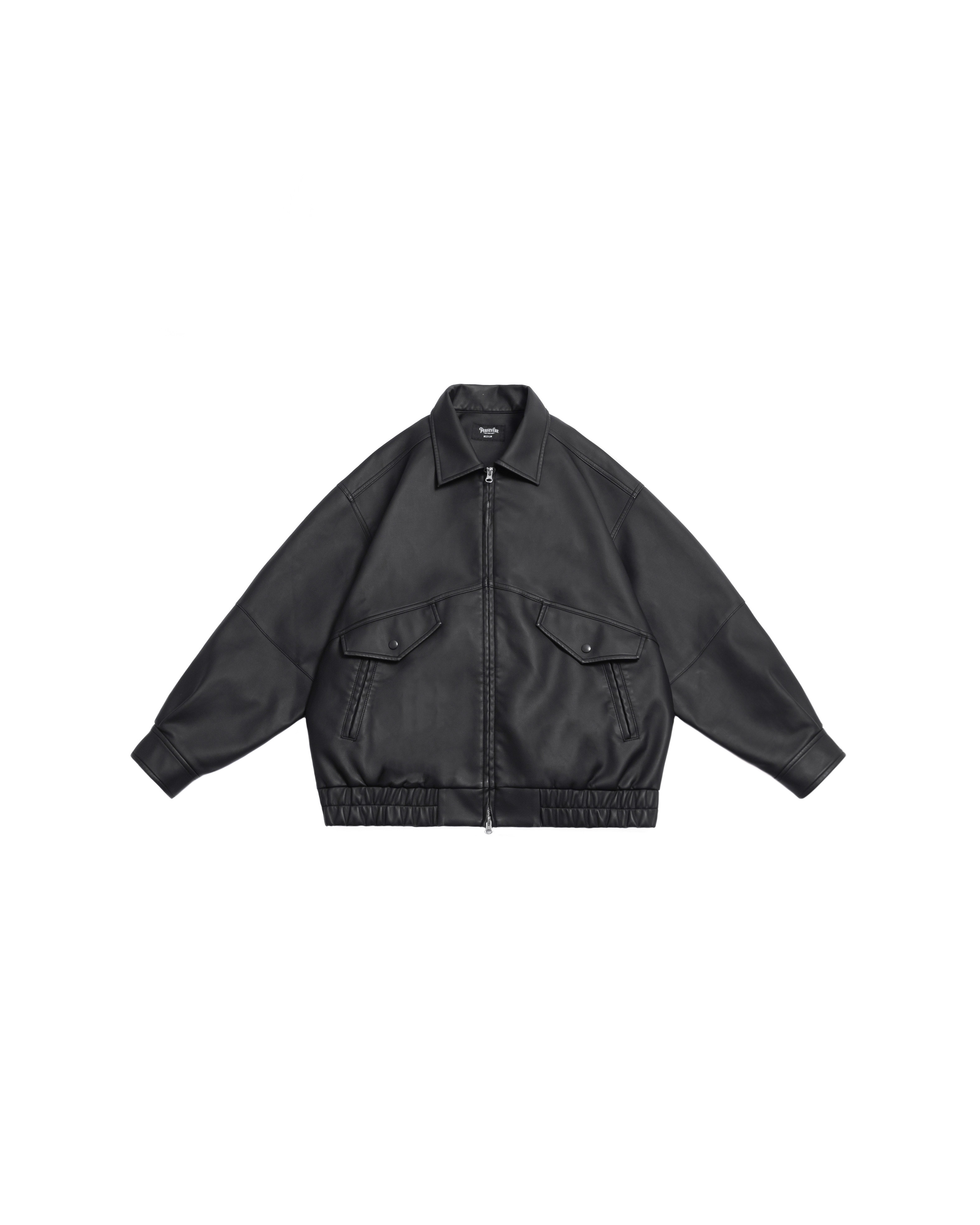 <官網獨賣!!>Persevere Oversized Leather Jacket 消光 水洗 皮衣 黑