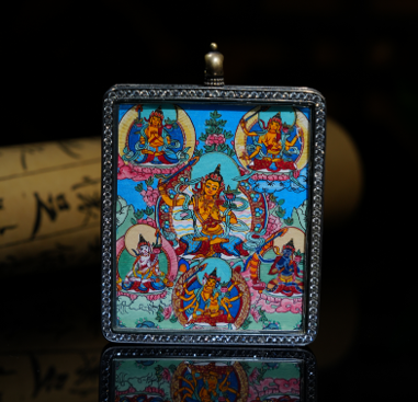 0207XZ154-雪堆白唐卡-5*6五部文殊方卡（A154）