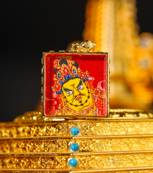 0207XZ157-雪堆白唐卡-2x2單面黃財神（A157）