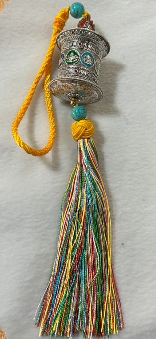 0207XZ159-雪堆白唐卡-大轉經筒八寶掛件（A159）