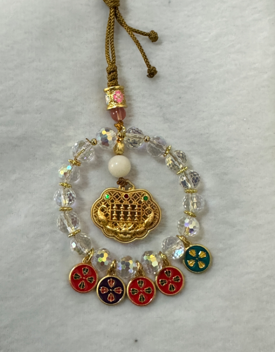 0207XZ165-雪堆白唐卡-五福五路財神車掛（A165）