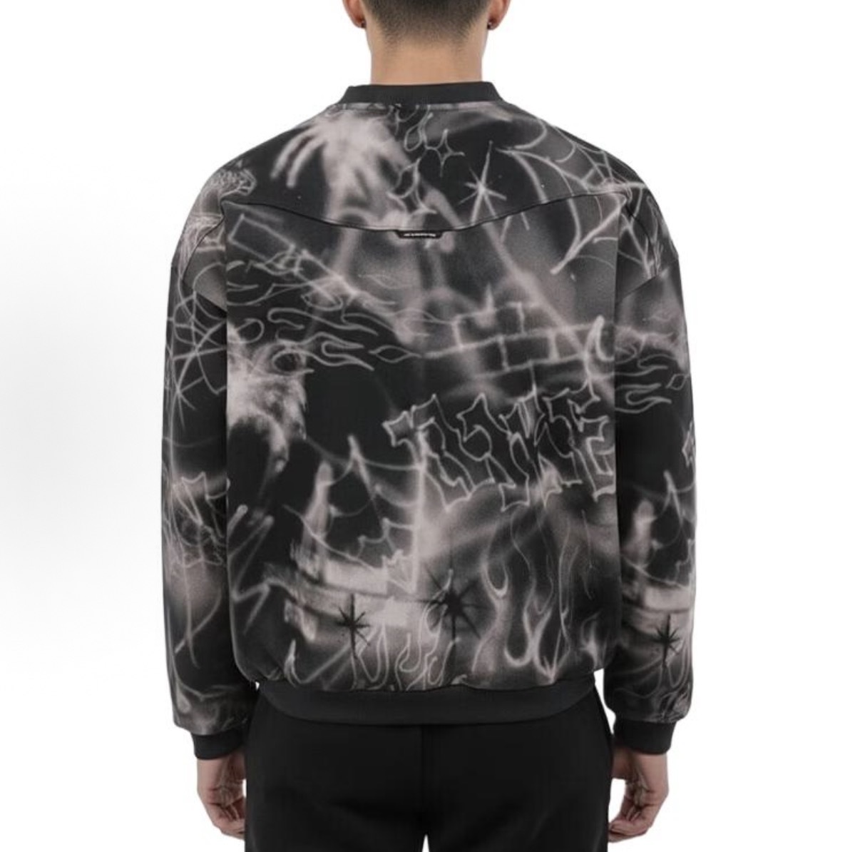 男款 NIKE THERMA-FIT TEE 黑色 小標 滿版 印花 內刷毛 寬鬆 大學T 保暖 衛衣 長T【IF1584-010】NKTF