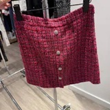 [S] KARL LAGERFELD H PINK TWEED SKIRT, L5INU326-P70 (SKL1465)