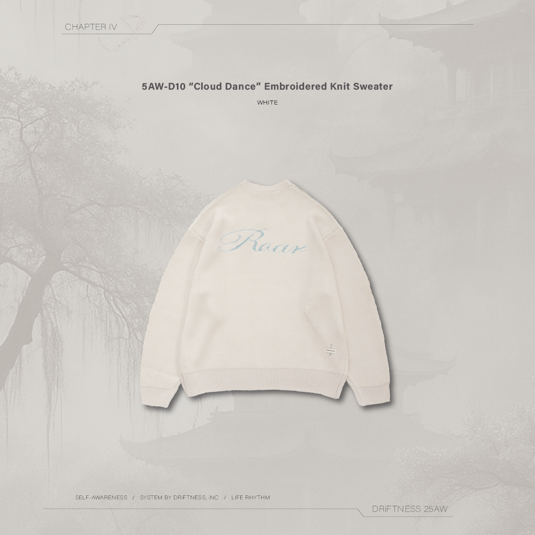 DRiFTNESS｜5AW-D10 "Cloud Dance" 刺繡針織衫毛衣 - White