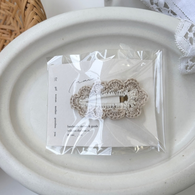 日本選物 cloud pin 編織撞色髮夾 - 象牙白