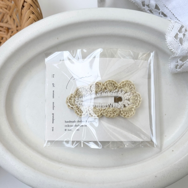 日本選物 cloud pin 編織撞色髮夾 - 淺黃