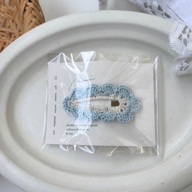 日本選物 cloud pin 編織撞色髮夾 - 淺藍