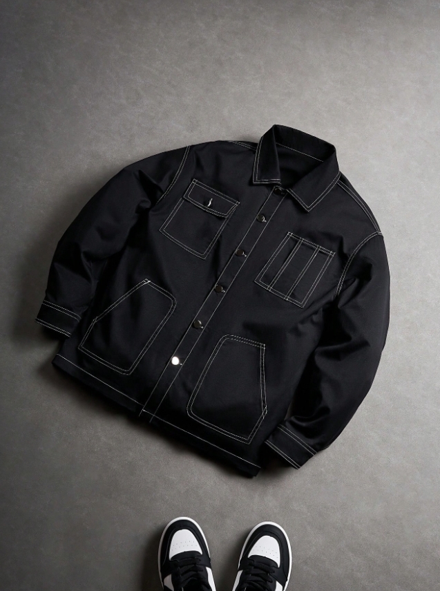 KADMAX大尺碼-男士休閒牛仔立領夾克外套〈KSMS2755〉