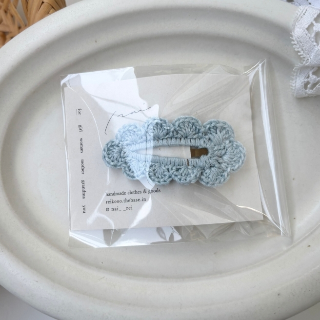 日本選物 cloud pin 編織單色髮夾 - 淺藍