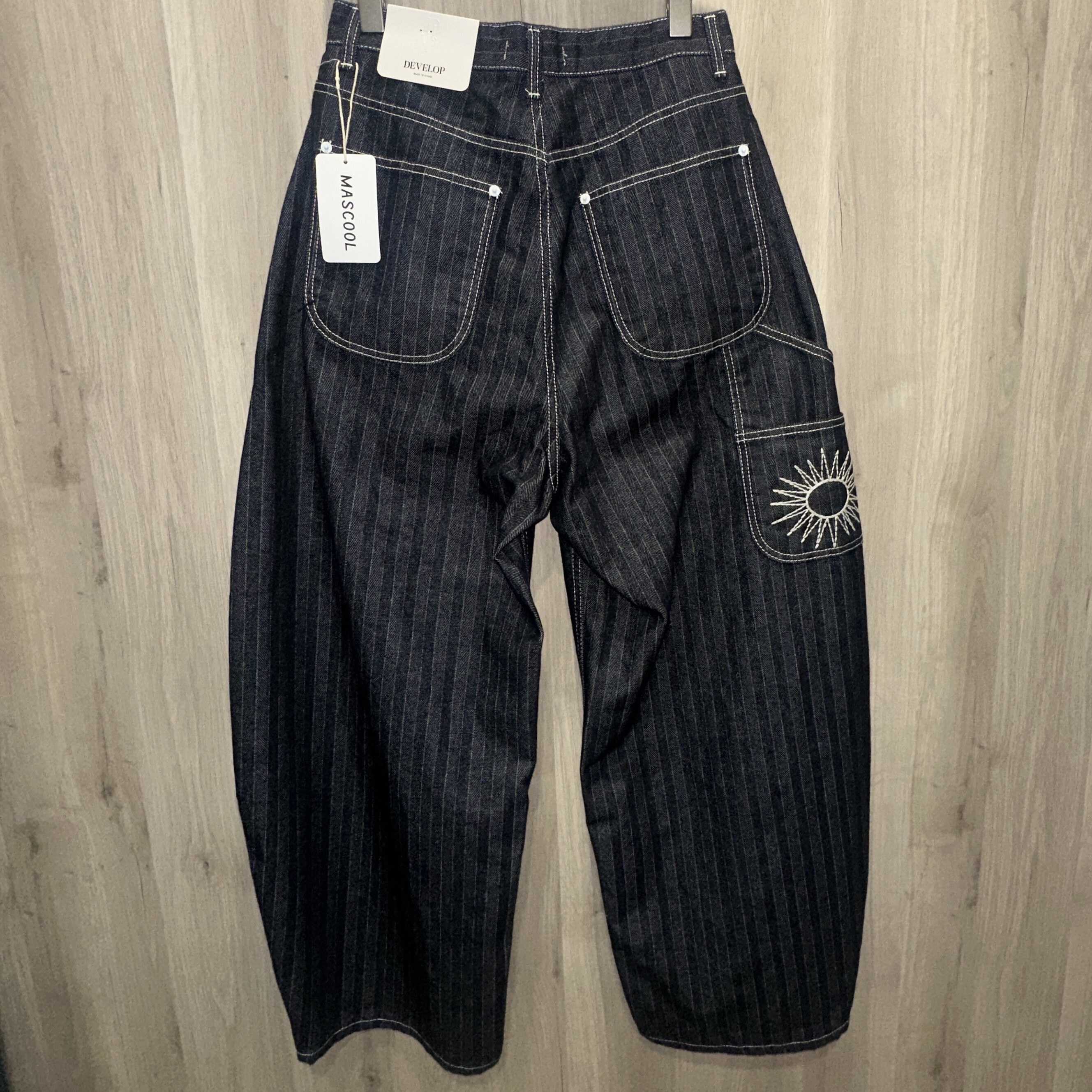 (百貨) 1624 條紋彎刀牛仔褲