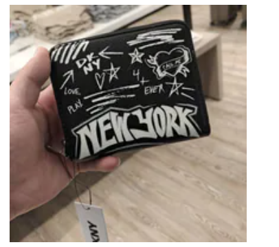 [S] DKNY BLACK/SILVER R541IO38-BSV BRYAR SMALL ZIP AROUND WALLET, 700948806862 (SD1684)