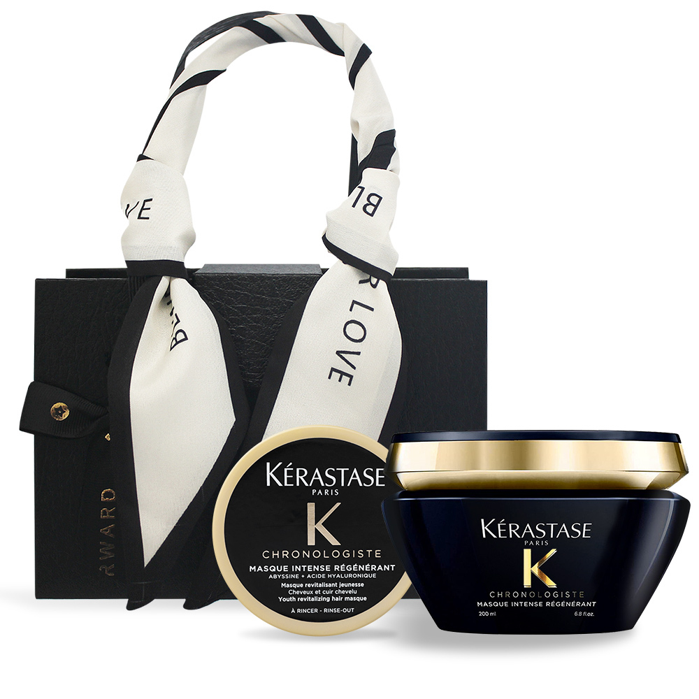 KERASTASE 卡詩 黑鑽極萃逆時髮膜頂級禮盒[黑鑽極萃逆時髮膜 (200ml+75ml)]-國際航空版附法式絲帶禮盒