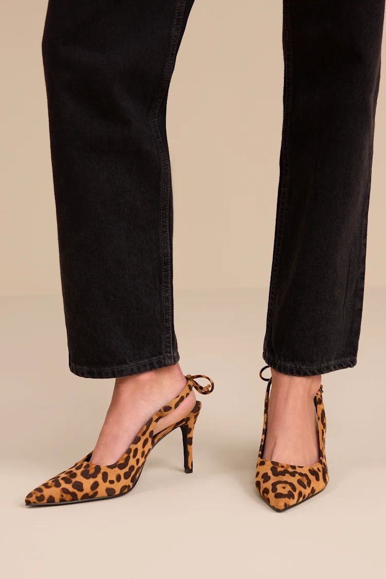 Midnight Love豹紋色麂皮印花綁帶高跟鞋