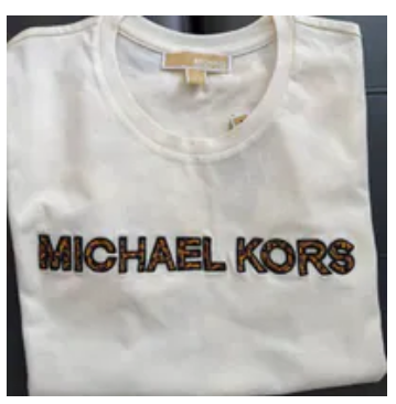 [S] MICHAEL KORS BONE CHEETAH-PRINT LOGO JERSEY T-SHIRT, JF551UT97J-BONE (SMK1367)