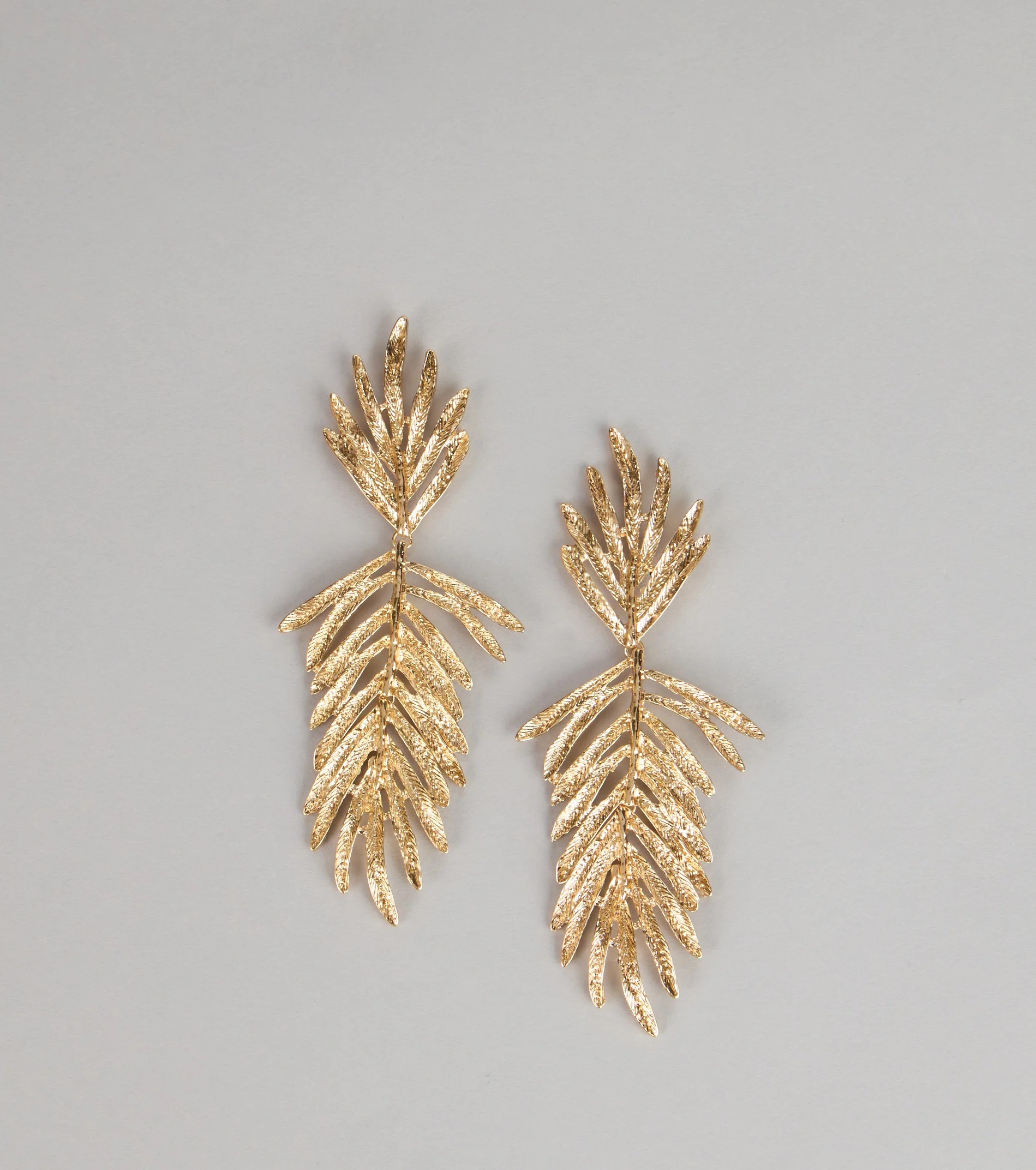 Gold Leaf金色紋路葉子垂墜耳環