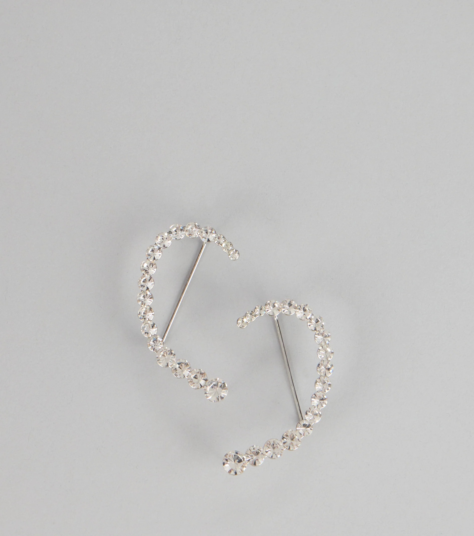 Silver Glam銀色水鑽耳掛耳環