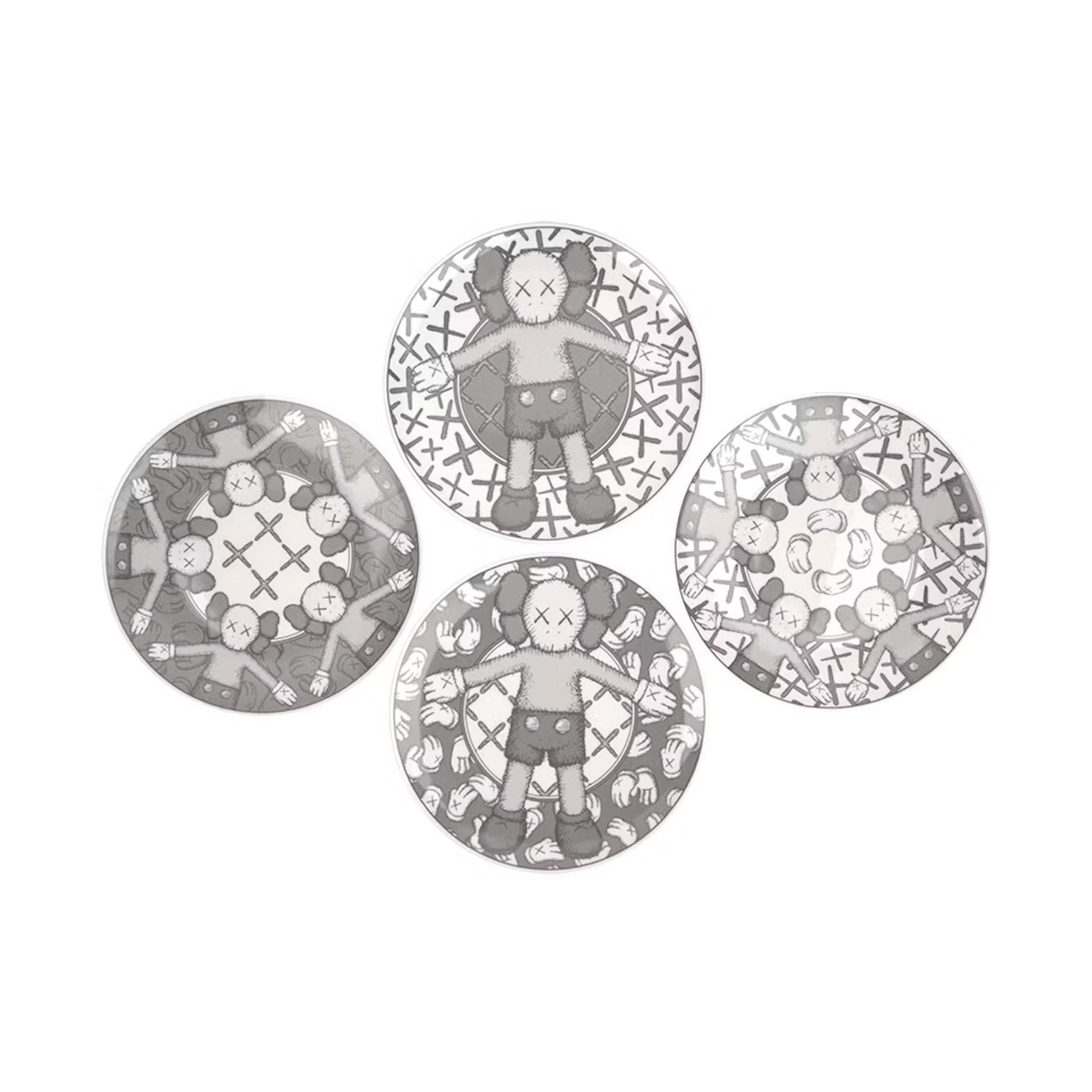 KAWS X NGV CERAMIC PLATES (SET OF 4) 2019 陶瓷盤組 灰白