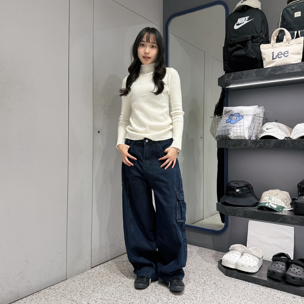 8813 女款彎刀工裝褲