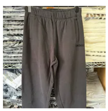 [S] DKNY BLACK FLOCKED LOGO BOYFRIEND OPEN LEG PANT WITH POCKETS, DP5P3740-BLK (SD1693)