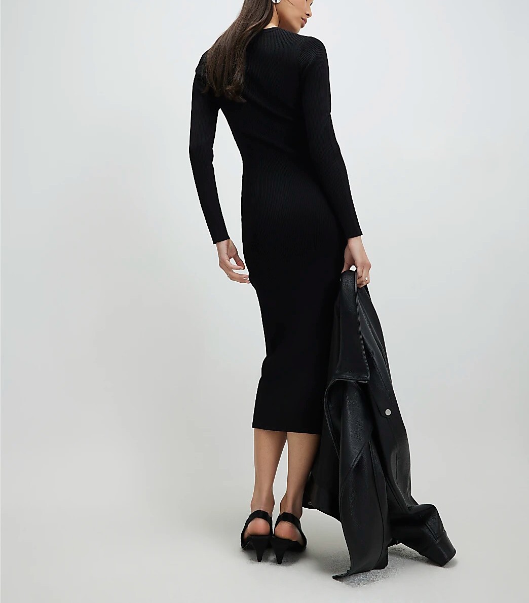 Lace Knit黑色透膚蕾絲針織洋裝