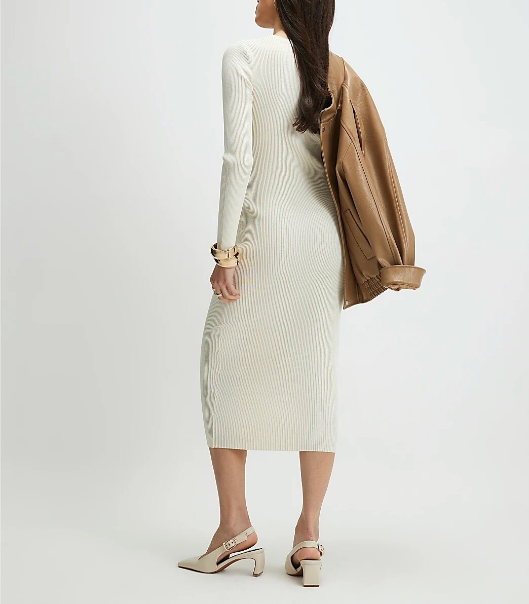 Lace Knit奶油白色透膚蕾絲針織洋裝