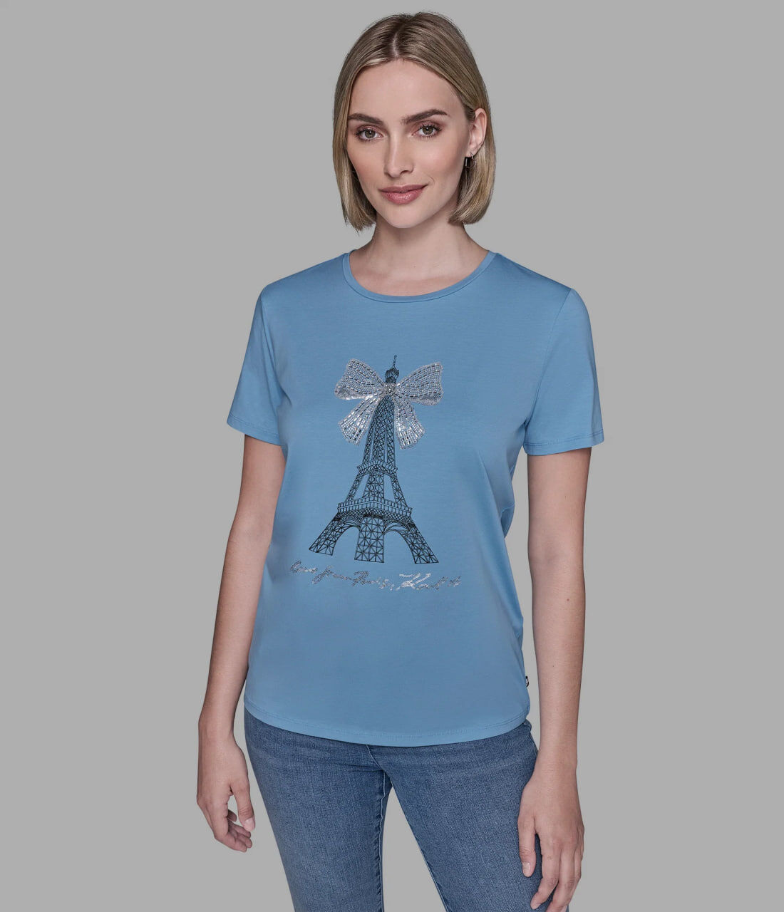 [S] KARL LAGERFELD GLACIER TSHIRT EIFFEL TOWER BOW TEE TEES TANKS, L5WHMA59-GLA (SKL1473)