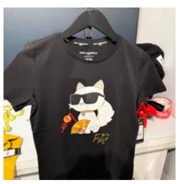 [S] KARL LAGERFELD BLACK LUNAR NEW YEAR CHOUPETTE TEE, L5WHDB43-BLK (SKL1467)