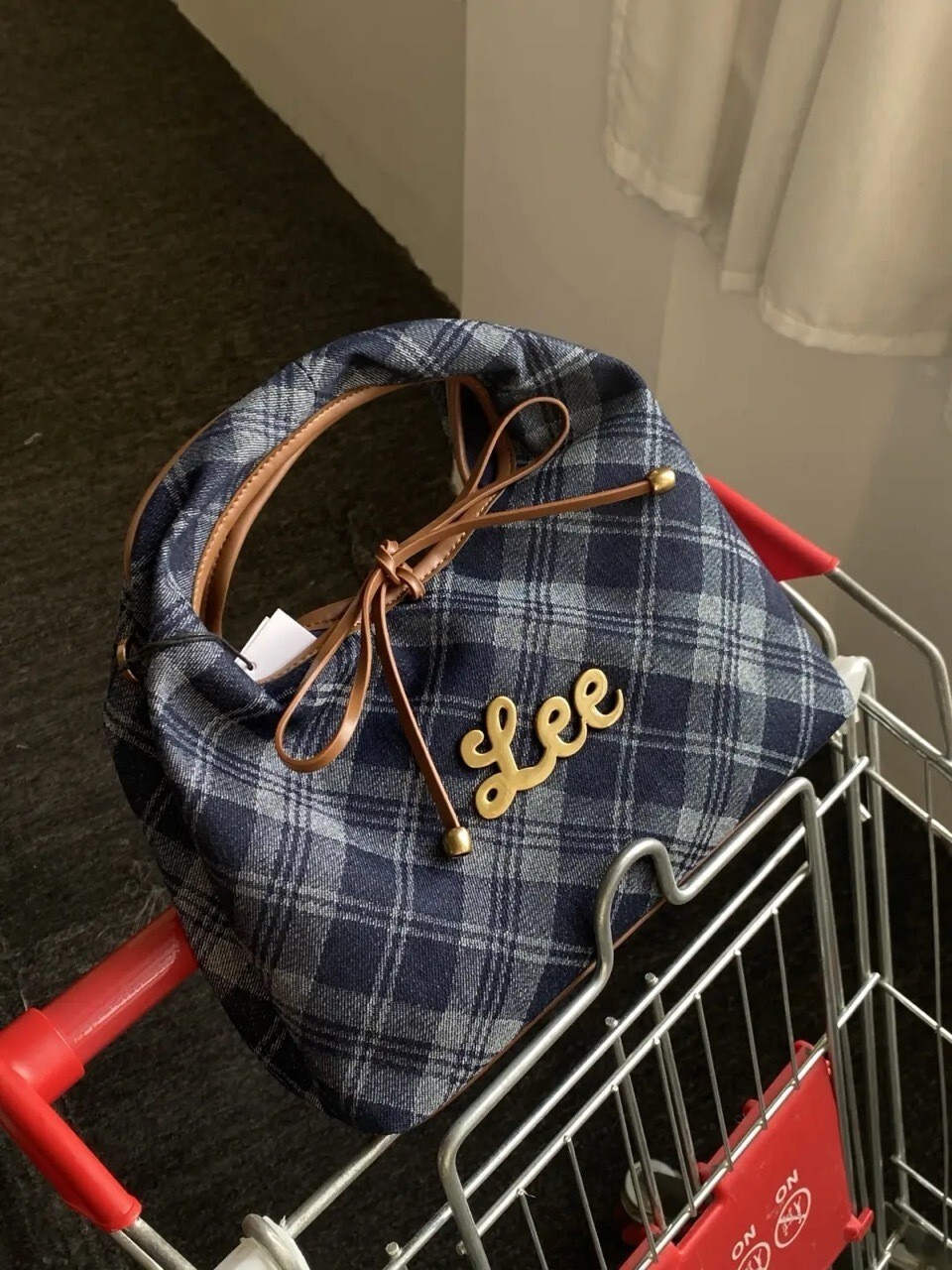 LEE 英倫風 焦糖牛仔藍 單肩包 手提包  便當包