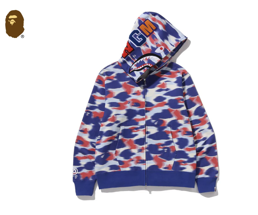 【BAPE男生】0207 發售 SCREEN CAMO SHARK FULL ZIP HOODIE