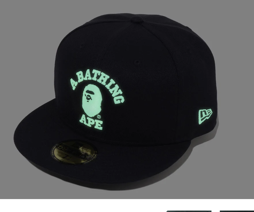 【BAPE配件】0207 發售 全封帽 GLOW IN THE DARK COLLEGE NEW ERA 59FIFTY CAP