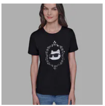 [S] KARL LAGERFELD BLACK CHOUPETTE FRAME TEE, L5WHMA50-BLK (SKL1479)