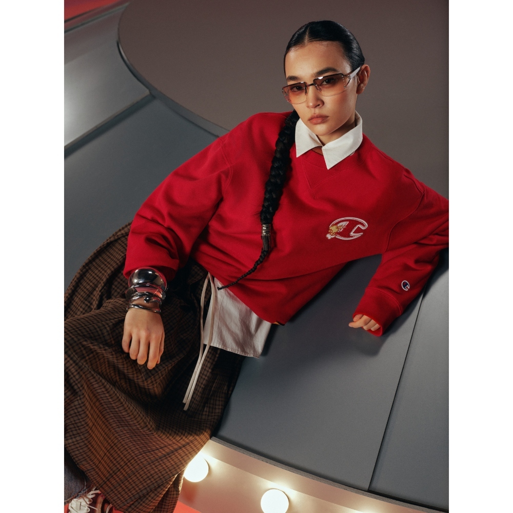 男女款- CNY系列-馬年系列-大C刺繡 棉質圓領大學T-紅色 （U6ASWSU099M-401）