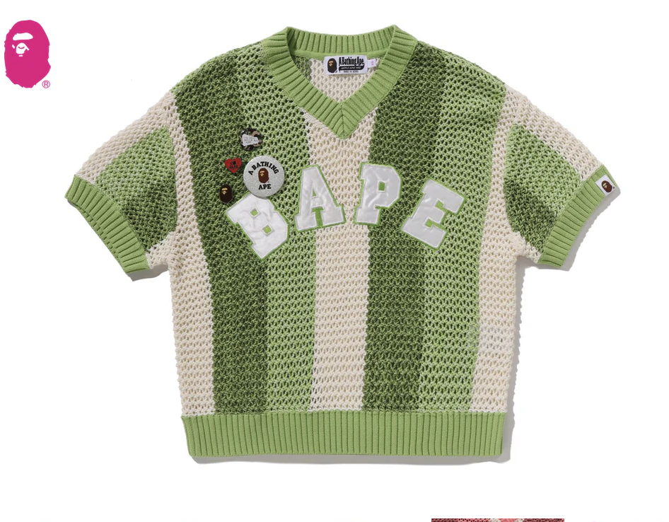 【BAPE女生】0207 發售 附別針 BAPE CROCHET OVERSIZED TEE