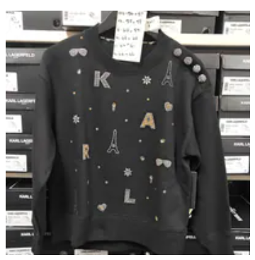[S] KARL LAGERFELD BLACK FLEECE WHIMSY SWEATSHIRT,, L5TH7C80-BLK (SKL1482)