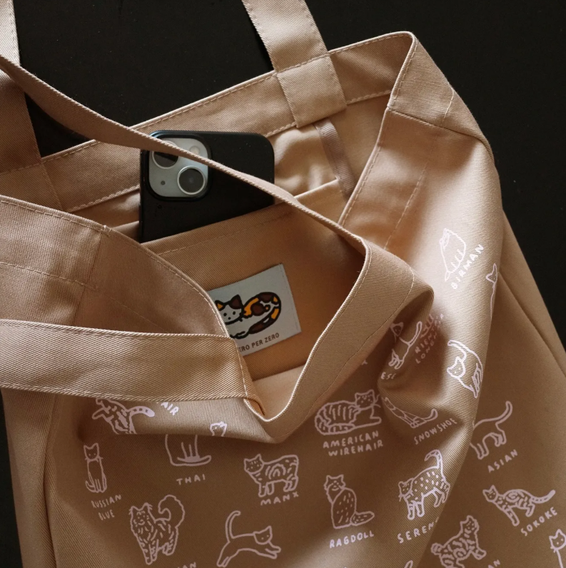 zero per zero | 帆布袋 米色貓咪圖鑑