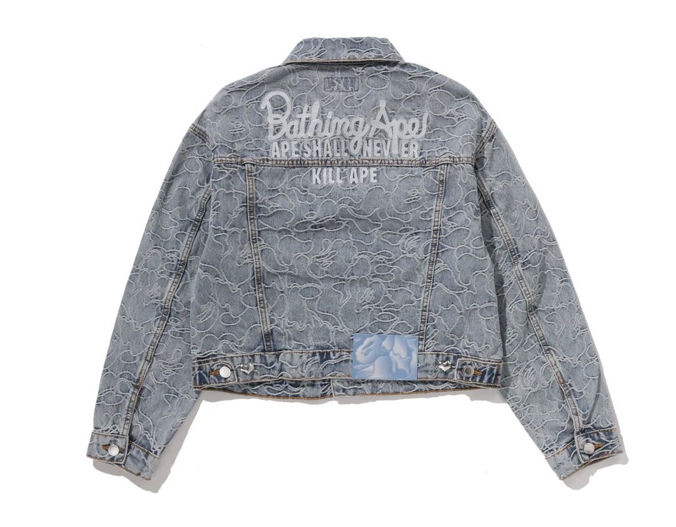 【BAPE女生】0207 發售短版 LINE CAMO CROPPED DENIM JACKET