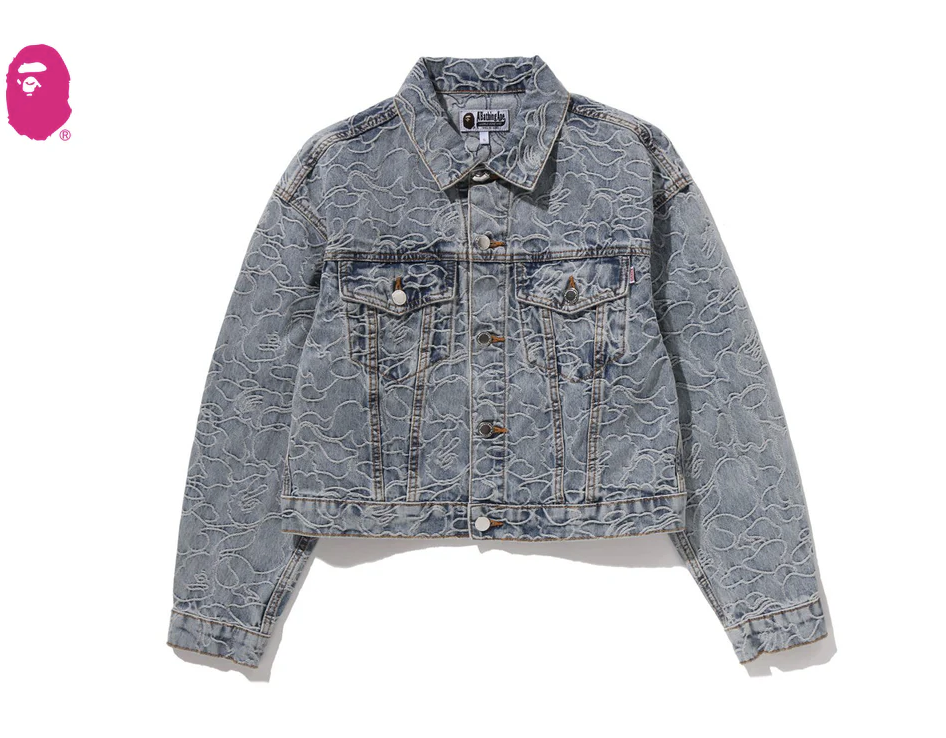 【BAPE女生】0207 發售短版 LINE CAMO CROPPED DENIM JACKET